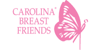 Carolina Breast Friends logo in pink text with a pink butterfly graphic on the right.