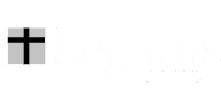 Logo with a stylized cross symbol to the left and the text "Legatus" and "Faith In Action" in white on a black background.