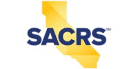 The SACRS logo features bold blue letters over a yellow, stylized map of California.