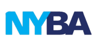 The image shows the acronym "NYBA" in bold, with "NY" in light blue and "BA" in dark blue, on a transparent background.